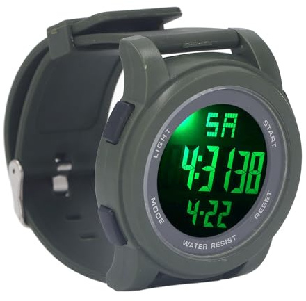 Sorandy Digitale Sportuhr, Outdoor-Chronograph-Armbanduhr, wasserdichte Schwimmuhr, Multifunktionale Großbild-Digitaluhr für Laufen, Tauchen, Schwimmen, Wanderungen (OD Grün)