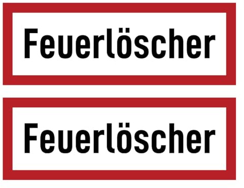 Aufkleber: 74x210 mm, 2 Stück - Feuerlöscher - Brandschutzzeichen - Hinweisschild auf Brandschutzeinrichtung und Einsatzhinweise - DIN 4066 - D1