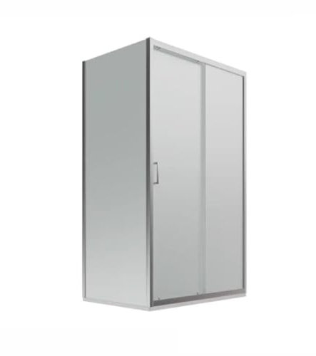 Box Doccia 75x120 Apertura Frontale Scorrevole a Due Cristalli Con Un Lato Fisso Quadro e Rettangolare In Cristallo Temperato Satinato