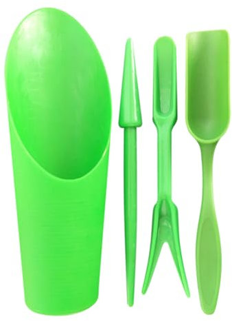 HugeDE 4 Pcs Garden Shovel Hand Tools Mini Gardening Shovel Plastic Garden Soil Scoops Small Potting Scoopers Seedling Transplanting Tools for Flower Succulent Plant Green