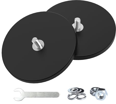Magnetpro - Set di 2 magneti potenti gommati antiscivolo, antigraffio e anticorrosione, potenza di colla superiore a 55 kg, con filettatura esterna in acciaio inox 1/4-20 e dado