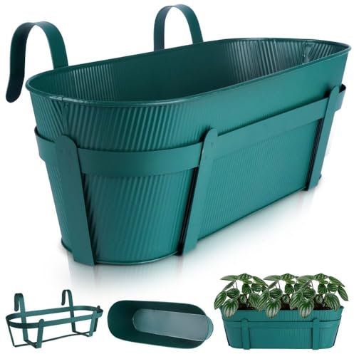 Vilde Balkon-Blumentopf Hängetopf Blumenkasten Übertopf aus Metall grün 51,5 cm