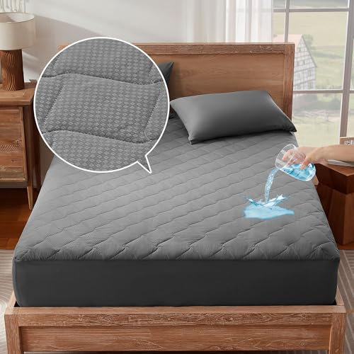 SONIVE Bezug Dünn Matratzenschoner 180x200 cm Wasserdicht,Oeko-TEX Zertifiziert,Matratzenauflage für Matratzen bis 38cm,Schutz für Boxspringbett und Topper,Grau