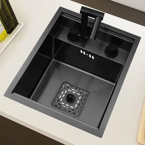 Fregadero oculto con grifo plegable, fregadero individual pequeño invisible para cocina de isla con tapa