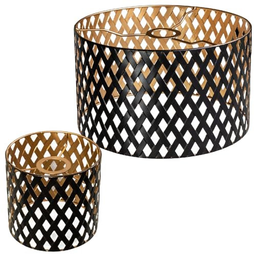 Modern Metal rund lampenschirme 2er Set,Stil Retro Trommelform Diamantgitter Design, hohlgeschnitzt,Lampenschirm für Stehlampe, Hängelampe,Tischlampe