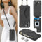 Handyhülle für Samsung Galaxy S21 FE Etui mit Kartenfach, Galaxy S21 FE Hülle mit Verstellbarer Halskette, Samsung Galaxy S21 FE 5G Handytasche mit Reißverschluss Geldbörse, Leder Hülle mit Band