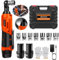 Right Angle Cordless Impact Wrench Li-ion Impact Driver Nut Gun + 2Pc Batteries Orange