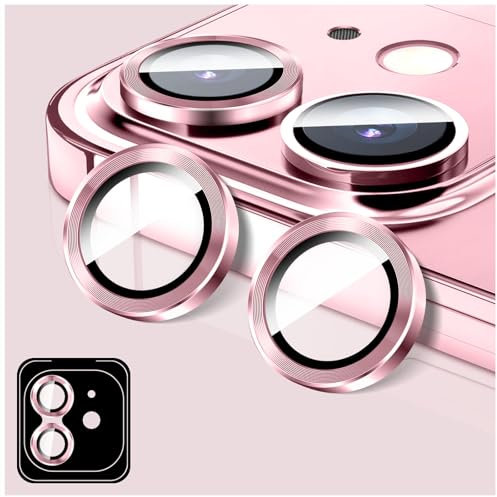LucBuy Protezione per Obiettivo Della Fotocamera per iPhone 12/iPhone 12 Mini, Protezione per Schermo in vetro Temperato HD per Fotocamera, Anelli Metallici ad Allineamento Automatico