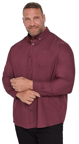 BadRhino Big & Tall Burgundy Long Sleeve Oxford Shirt - Men's - Plus Size Curve