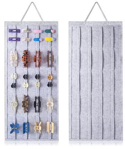 LZYDKH Haarspangen Aufbewahrung, Haarklammer Organizer Hängender Haarschmuck Halter Mädchen Kopfbänder Aufbewahrungshalter Stirnbandhalter für Haarklammern Haarzubehör(Grau)