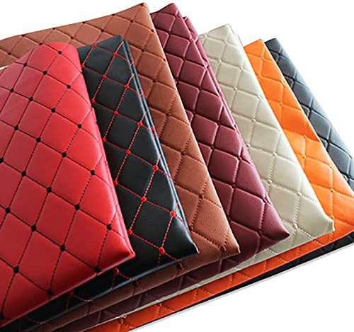 Gesteppter Kunstleder-Polsterstoff, Vinyl-Kopfteil, Kunstleder für Heimwerker, Basteln, Nähen, Autokissen, wasserdichtes Ledersofa-Material, 140 cm breit (Farbe: Braun, Größe: 1 m)