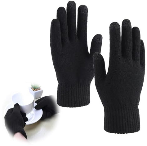 Guantes de punto de invierno para hombre y mujer, con pantalla táctil, Guantes Táctiles de Punto, Cálidos y Cómodos, con Forro de Felpa Suave, Talla Única, Adecuados para Smartphones y Tablets