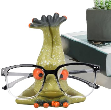 Opilroyn Frosch Figur Brillenhalter Ständer,Tier Brillenhalter - Frosch-Skulptur-Harz-Brillenständer - Kreativer Sonnenbrillen-Brillenständer für Schreibtisch-Nachttisch