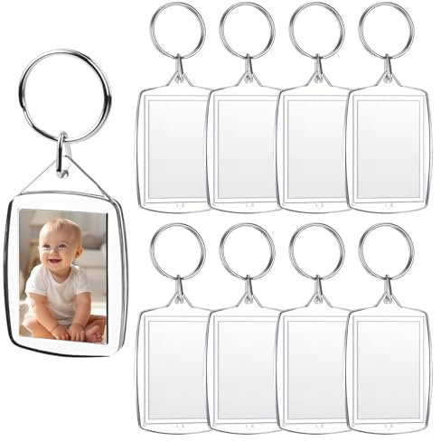 8 Stück Schlüsselanhänger Foto Schlüsselanhänger mit Foto,Personalisierte Schlüsselanhänger Bild für Anhänger Personalisiert,Bilderrahmen Schlüsselring,Acryl Ersonalisierter Fotoalbum Fotoanhänger