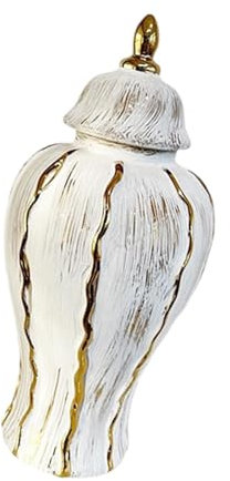 JISADER Vase à Fleurs en céramique, Pot à Gingembre en Porcelaine, Pot de Rangement, Centre de Table pour Chambre à Coucher, S White