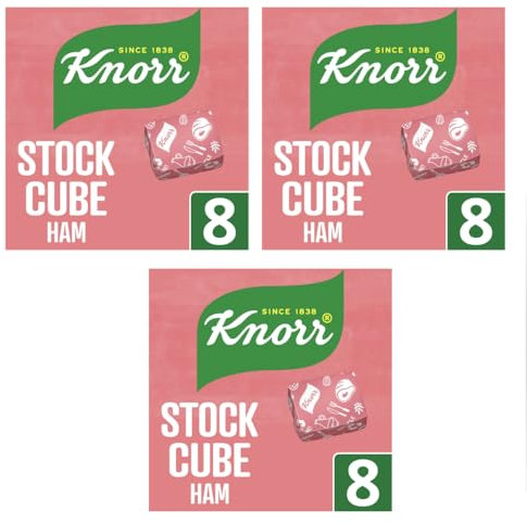 Knorr 24 Ham Stock Cubes - 3 packs of 80g containing 8 cubes each - Packed by Black Nore Gifts