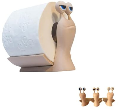 Toilettenpapierhalter Schneckenform - 3D-Gedruckter Klorollenhalter, Stehend ohne Bohren - Originelle Badezimmer-Deko & Platzsparende WC-Rollenaufbewahrung (1, Halboffene Augen)