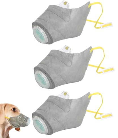Atemschutzmaske für Hunde, 3 x Wiederverwendbare Atemschutzmaske, Filter-Maulkorb, Flexible Passform, Glatte, Staubschutz, Gesichtsabdeckung, Outdoor-Kleidung für kleine, mittelgroße und große