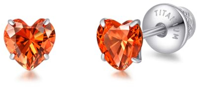 Limerencia Herz Titan Ohrringe mit Schraubverschluss | G23 Medizinische Ohrstecker Hypoallergen Gesundheitsstecker, 5mm CZ Ohrringe für empfindliche Damen Herren