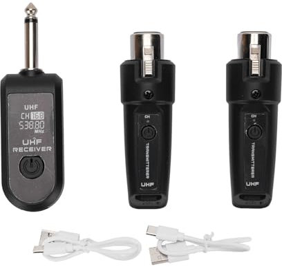 Topiky UHF Wireless Microphone XLR Transmitter and Receiver, Professional UHF Wireless Microphone System XLR Adapter System for Dynamic Condenser Mic, 48k Frequency Signal Transmission