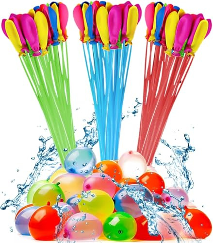 Wasserbomben – 111 selbstversiegelnde Wasserballons, 60s Schnellbefüllung, 100% Naturkautschuk, Mehrfarbig – Kinderspielzeug, Strand, Pool