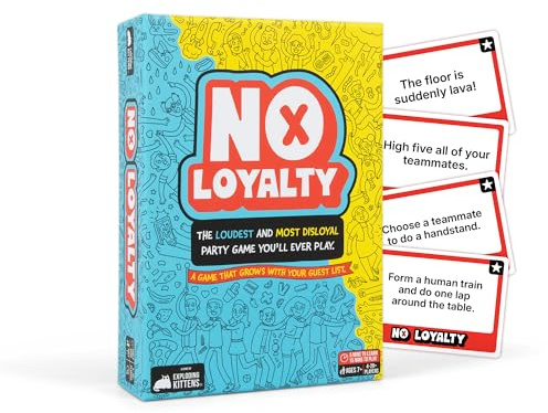 Exploding Kittens No Loyalty, 4-20 Players, Age 7+ Group Game | Win challenges, switch teams, betray your way to victory in a chaotic large-group game for up to 20 players. 100 Challenges
