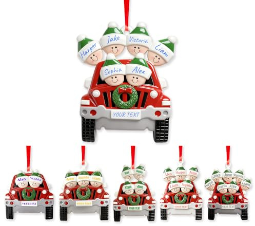 Personalisiert Weihnachtsanhänger mit Namen und Text, Baumschmuck Weihnachten Familie von 2/3/4/5/6/7 Personen Weihnachtsdeko Weihnachtsbaum Anhänger Weihnachtsdekoration ideal für Enkelkinder