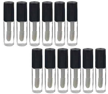 Ericotry 12Pcs 1.2ML Mini Empty Refillable Clear Plastic Lip Gloss Balm Tube Travel Bottle DIY Lipstick Sample Container Vials