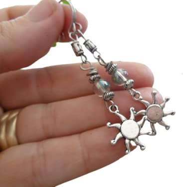 ✿ REGENBOGEN PERLE, SONNE & BOHO ETHNO SPACER ✿ lange Ohrringe mit Glas - handgefertigt