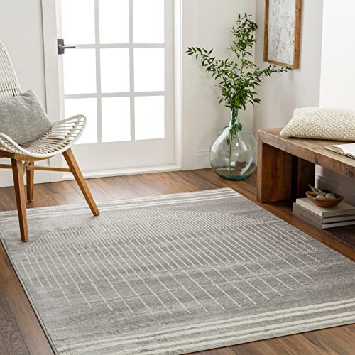 Surya Nairobi Wohnzimmer Boho Teppich - Großer Schlafzimmerteppich 200x274 cm mit geometrischem Muster, Skandinavischer Wohnzimmerteppich modern in Beige, Grau und Creme