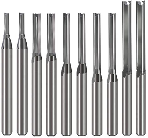 EU_HOZLY 1/8 pulgadas Router Bits fresadora recta 2 flautas doble borde CNC corte de acero de tungsteno