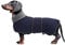 MOREZI Winterhundejacke mit wattiertem Flusenfutter, verstellbarem Klettknopf und hochklappbarem Stehkragen. Sehr gut geeignet für Dackel und kleine und mittelgroße Jagdhunde-Navy-L
