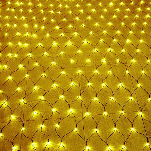 HENGMEI 3 x 2 m LED Lichternetz Lichterkette Vorhang Lichter Netz Beleuchtung Deko Weihnachten für Innen und Außen, Halloween, Hochzeit, Party - Warmweiß, Dunkelgrün Kabel…