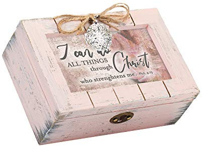 Cottage Garden I Can Do All Things Inspirational Petite Blush Distressed Medaillon Spieluhr wie toll Thou Art