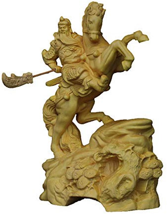LISAQ Madera de boj Tallado en Madera Dios marcial de la Riqueza Kuan Gong Figura Muebles de Oficina en casa Chinos Regalos de artesanía