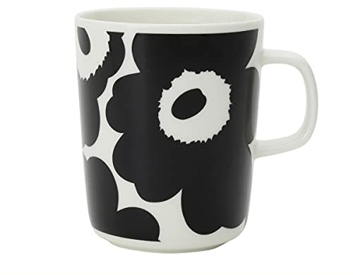 marimekko 070741 190 UNIKKO Unikko Tasse, 250 ml, Geschirr, Schwarz x Weiß