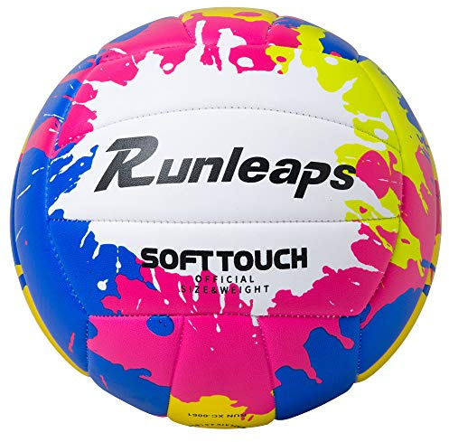 Runleaps Beach Volleyball Official Size 5 Soft Waterproof Volleyball Sand Sports PU Ball for Indoor, Outdoor, Pool, Gym, Training