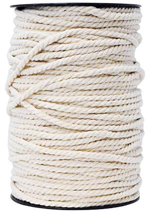 Mandala Crafts 4mm Natural Twist Cotton Macrame Cord Rope for Crafts