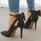Women Pointed Toe High Heels Woman Thin Heels Ladies Sexy Pumps Ladies Buckle Strap Female Fashion Bowknot Shoes Plus Size 37-40, Black
