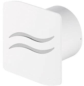 Bathroom Extractor Fan 100mm with White Modern Front Panel with Chrome Wave