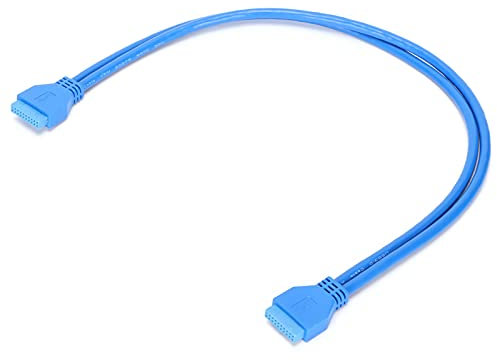 Dilwe USB 3.0 Extension Cable, USB 3.0 Motherboard 20 Pin Male to Male Extension Cable 50cm Compatible USB2.0/1.1 Versions(Blue)