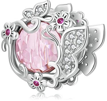 Schmetterling Charms fit für Pandora Armbänder 925 Sterling Silber Blume Rosa Zirkon Charm DIY-Schmuck Geschenk für Frauen Mädchen