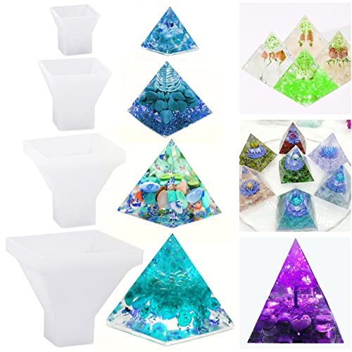 YAXIDAEVER 4 Stück Pyramid Silikonform,Resin Silikonformn Pyramide Schmuck,Super Pyramide Form für Harz Handwerk Schmuck Silikon Form für Bastelarbeiten, Ornamente, Kunst