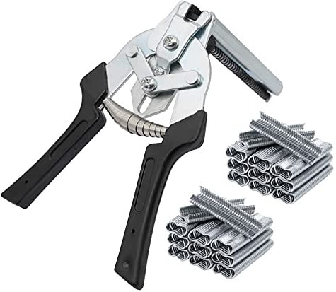 MINYULUA Kit de pinces à clous de porc de type M avec 1200 clips M, outils à main, pince de fixation pour cage métallique, fixation de clôture, installation de tapisserie, cages d'animaux