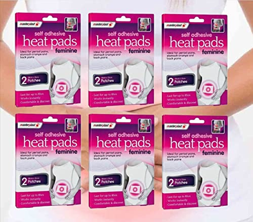 6 Packs of Feminine Heat Pad Period Pain Relief Self Adhesive Instant Pad Cramp Backache 2 Pads Per Pack