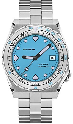 SUGESS Seestern SUB600T, Hellblau, NH35, Saphir, Lume, 200 m Taucher, Taucher, BNIB, blau, Armband