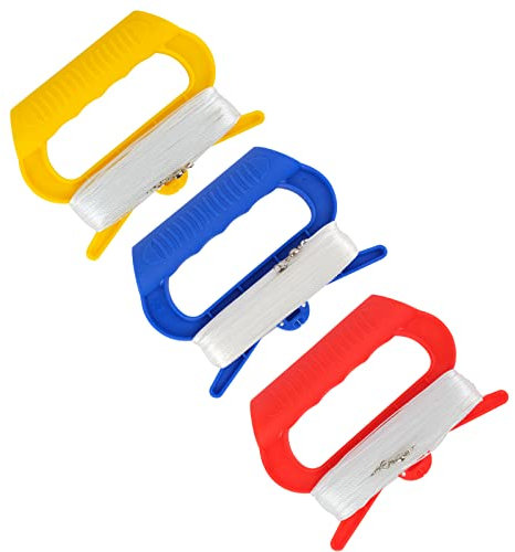 Simxkai Drachenschnur mit Griff für Kinder, Schnurspule für Kinder und Erwachsene, 15 kg × 100 m Faden pro Rolle (3 Stück)