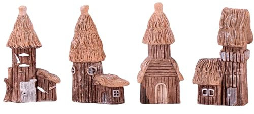LONCESS Lot de 4 accessoires de jardin féérique miniatures, mini maison vintage, décoration de jardin féérique, fournitures de jardin féérique pour bricolage, accessoires, décoration de micro paysage