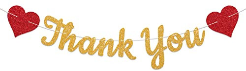 Thank You Banner Gold Glitter, Verlobung Hochzeit Brautparty Party Dekorationen Erntedankfest Party Dekorationen