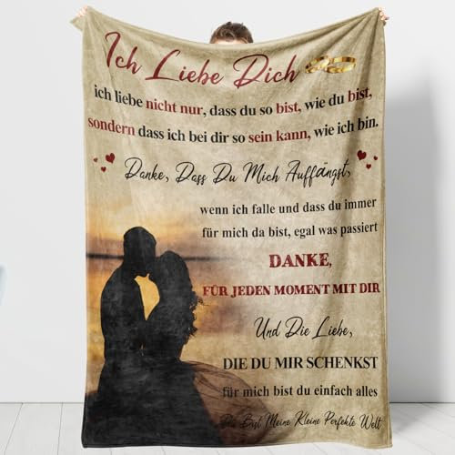 Niyewsor Valentinstag Jahrestag Geschenk für Ihn Sie, Flanelldecke - Ich Liebe Dich, Hochzeitstag Geschenk für Männer Frauen, Kuscheldecke Valentinstag Paare Mann Frau Geschenk (157 x 132 cm)